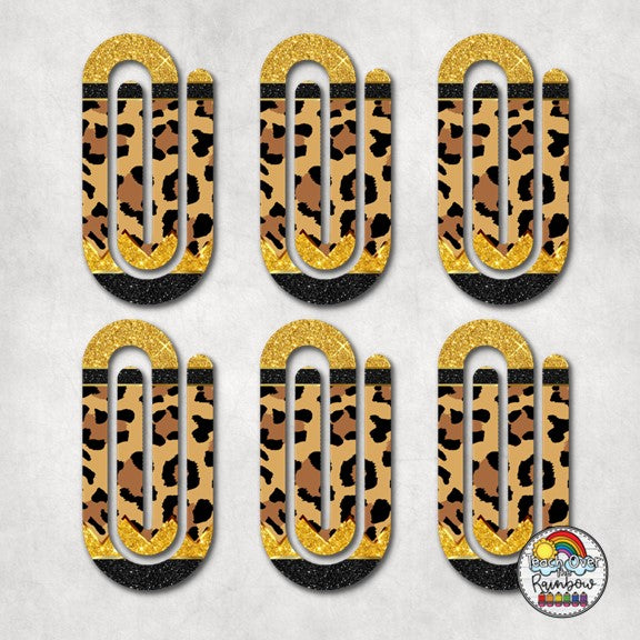 Leopard Glitter Pencil Acrylic Paper Clips - Colorful Office Supplies for School, Work & Crafting Projects