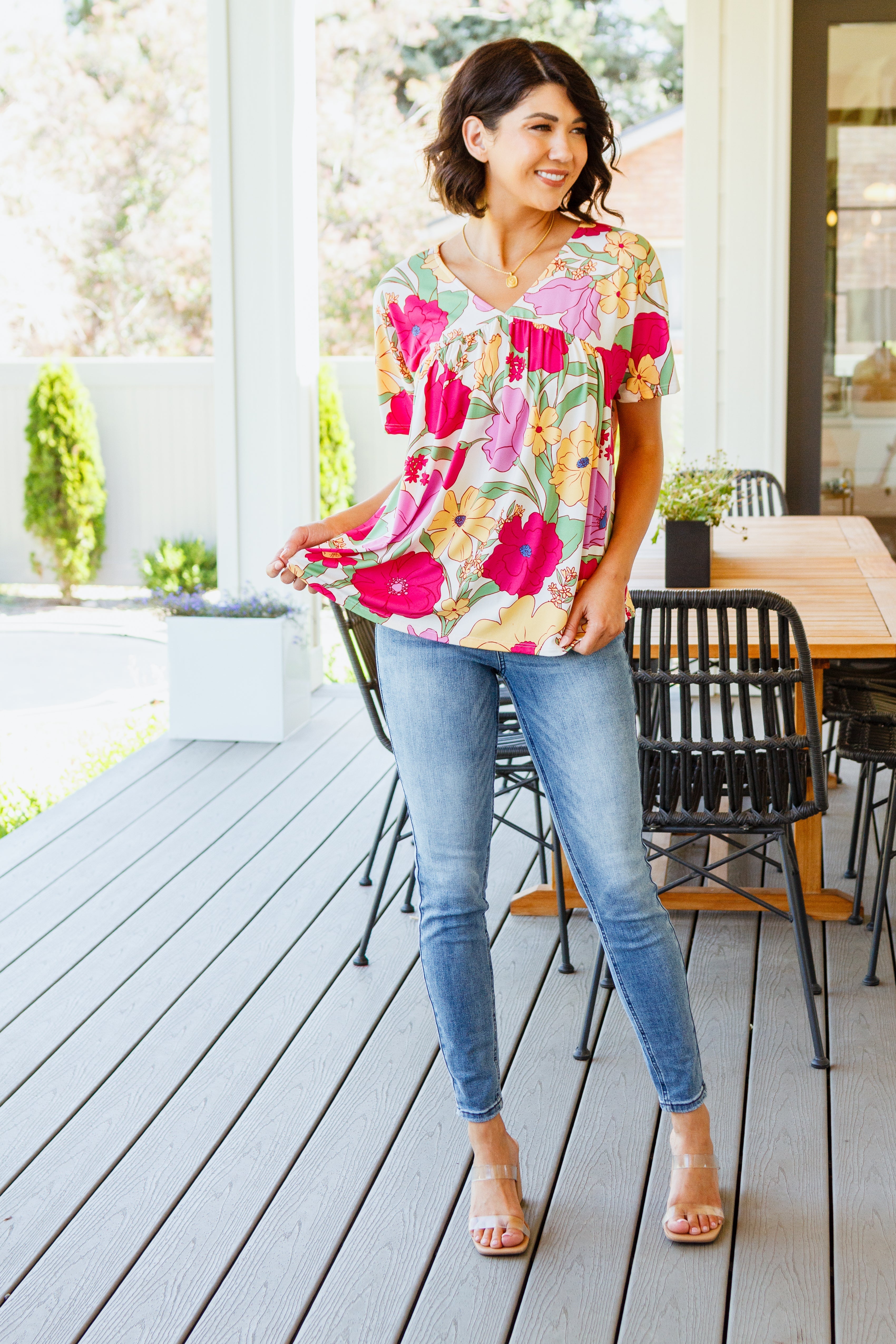 Do It Anyways Floral Print Women's Blouse - Elegant Flowy Top for Casual Wear, Office Outfits & Summer Dresses