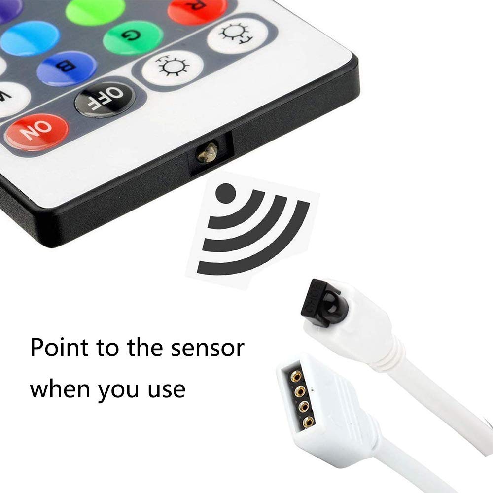 12V 2A LED Light Power Adapter with IR Remote Controller - Compatible with 5050 2835 3528 LED Strip Lights for Home Theater, Kitchen, and Bedroom Lighting