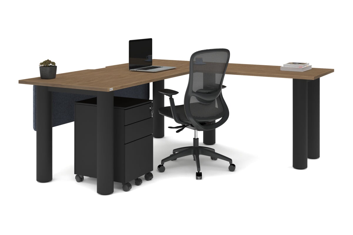 L-Shaped Corner Office Desk with Cable Management - 1800mm x 1800mm Quadro Cylinder Leg Design | Perfect for Home Office, Gaming Setup & Workspace Organization