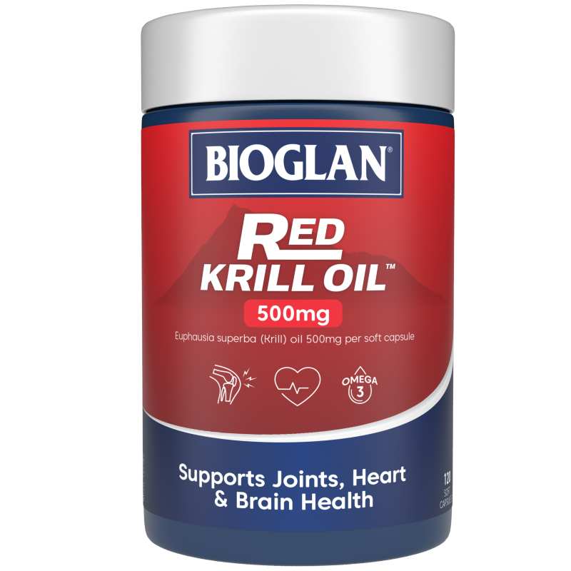 Bioglan Red Krill Oil 500mg Softgels - Premium Omega-3 Supplement for Heart & Brain Health - Supports Joint Function & Cardiovascular Wellness - Perfect for Daily Nutrition & Active Lifestyle