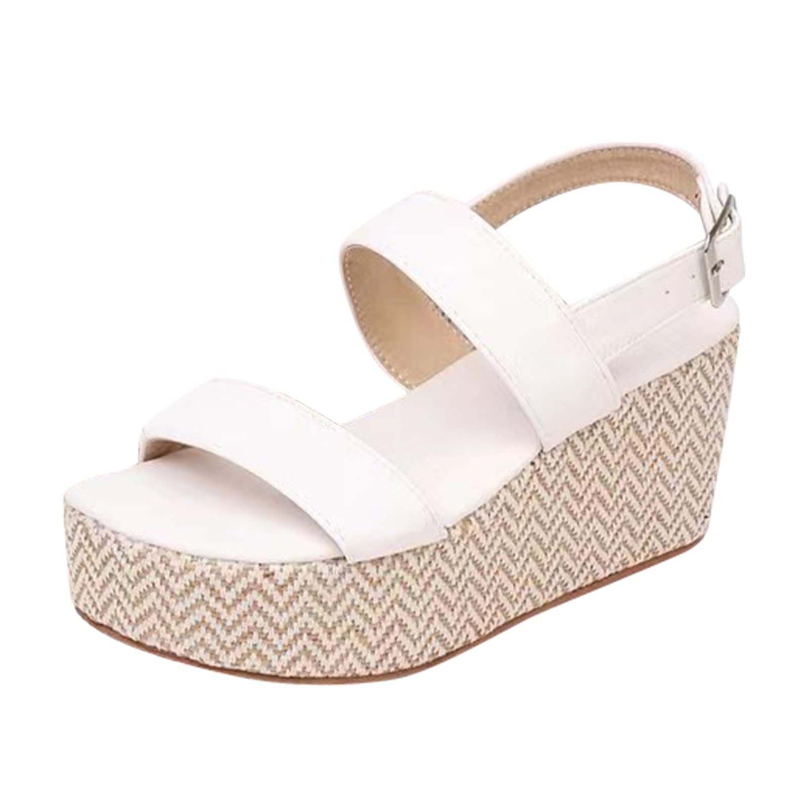 Women's Comfortable Memory Foam Wedge Sandals - Low Heel Roman Style with Elastic Strap - Perfect for Summer Outfits, Beach Vacations & Casual Wear
