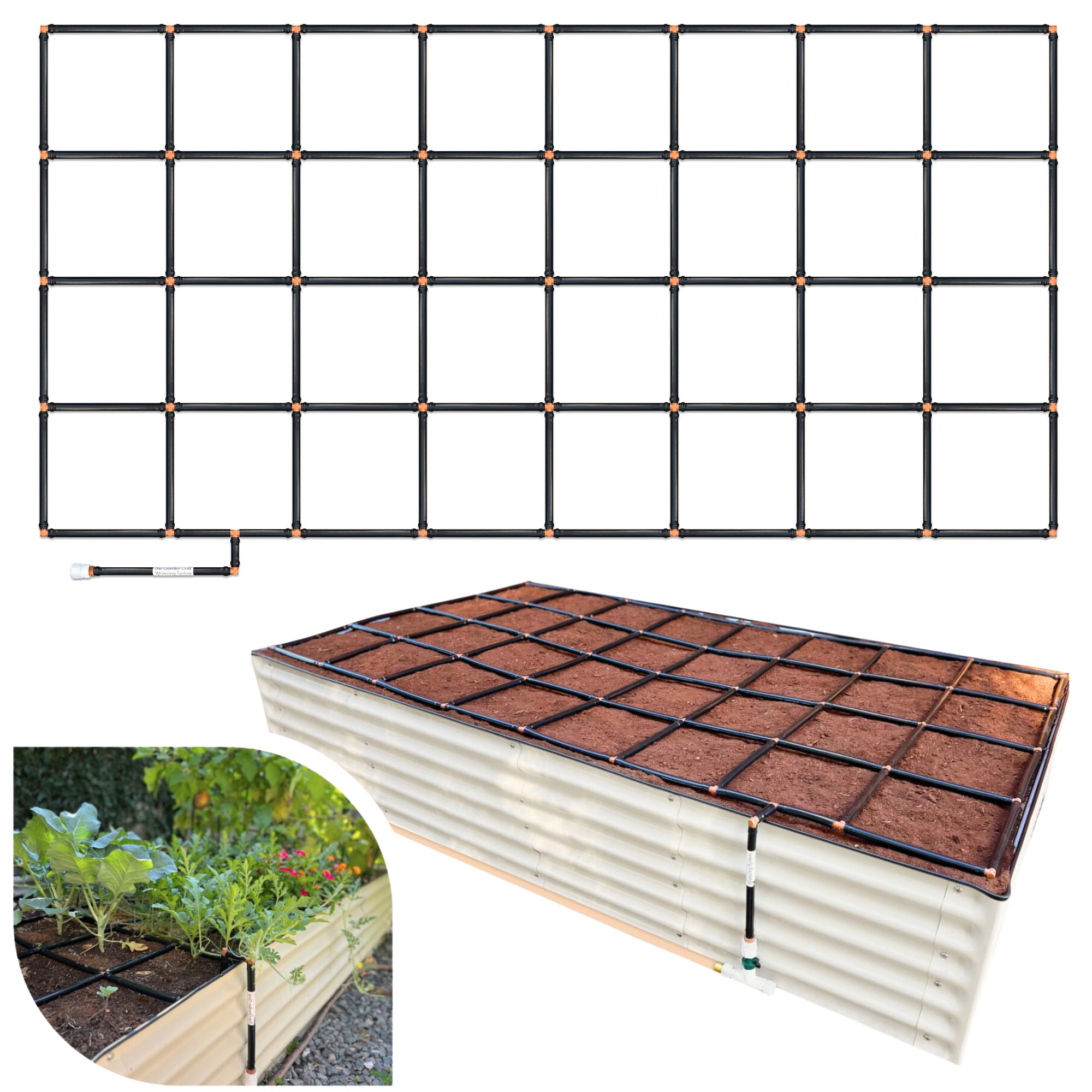Preassembled 4x8 Garden Grid Watering System | Drip Irrigation Kit for Raised Beds & Gardens