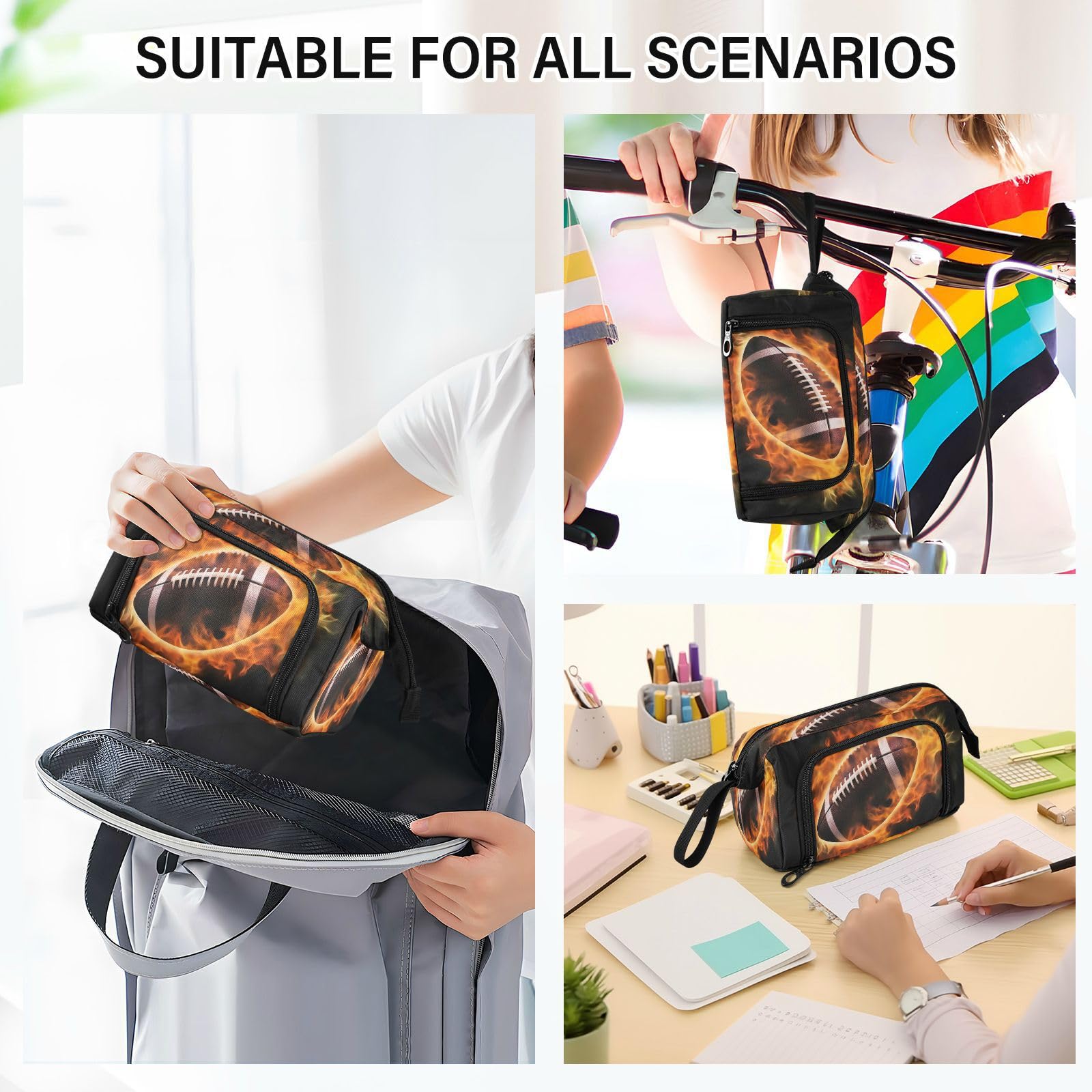 Sports Football Pencil Case - Large Capacity School & Office Organizer for Pens, Pencils & Stationery - Perfect for Students, Boys, Girls & Professionals (College, Work, Travel)