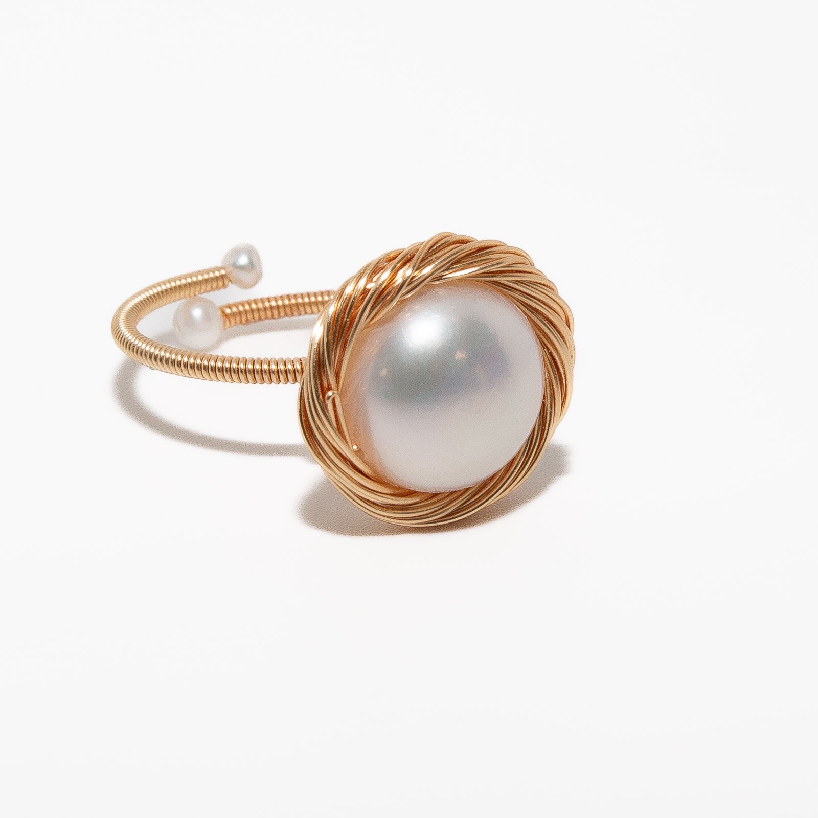 Golden Bloom Pearl Delight Ring - Elegant 18K Gold Plated Pearl Jewelry for Women | Perfect for Weddings, Parties & Special Occasions