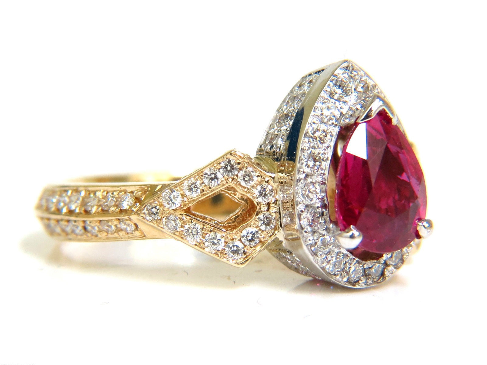 2.40CT GIA Certified Natural Ruby & Diamond Ring - No Heat Treatment, Classic Blood Red Ruby Jewelry Set for Engagement, Wedding & Special Occasions