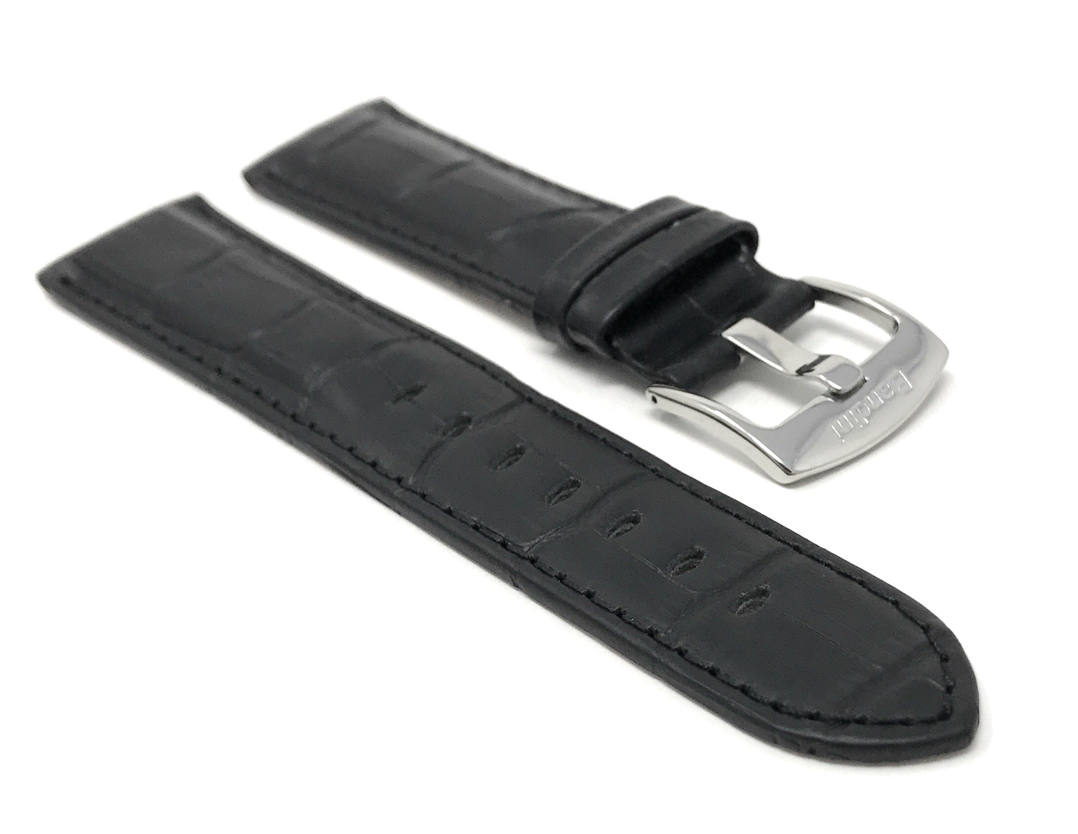 20mm Alligator Leather Watch Band for Men - Classic & Smart Watches - Black Strap for Daily Wear