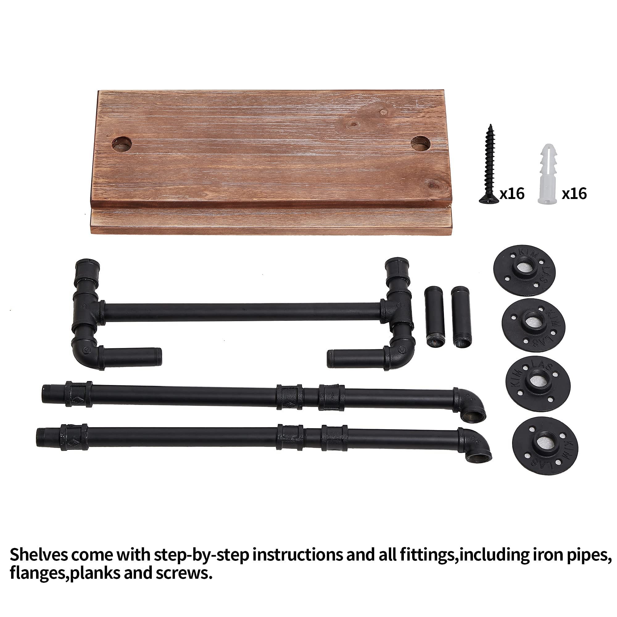 ROGMARS 19.7 Inch Rustic Wood Floating Shelves with Towel Bar - Industrial Pipe Wall Shelf for Bathroom, Farmhouse Decor - Space Saving Over Toilet Storage for Towels, Plants & Decor Items