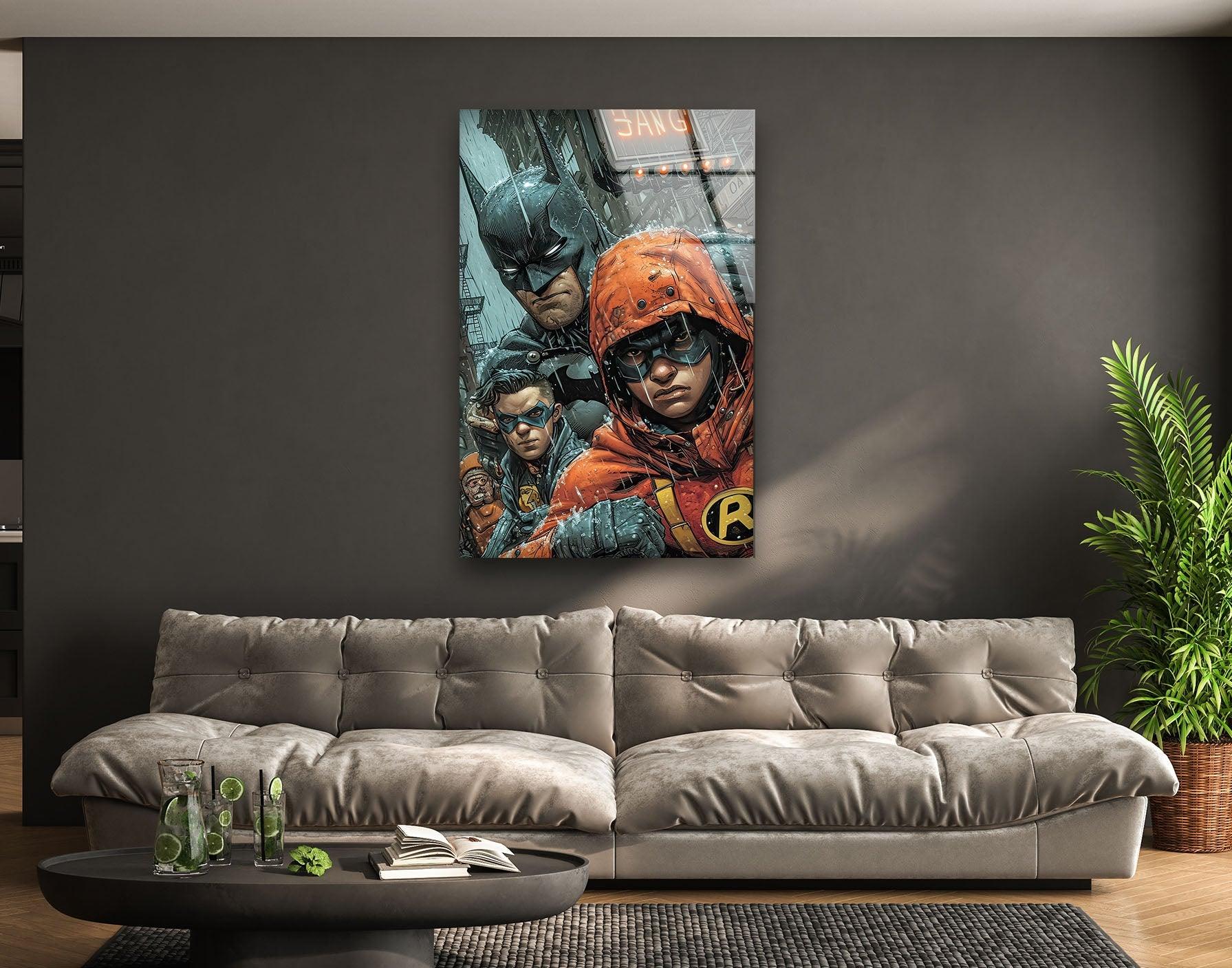 Batman and Robin Stained Glass Wall Art - Superhero Decor for Home, Office & Gifts - Perfect for Comic Fans & DC Collectors