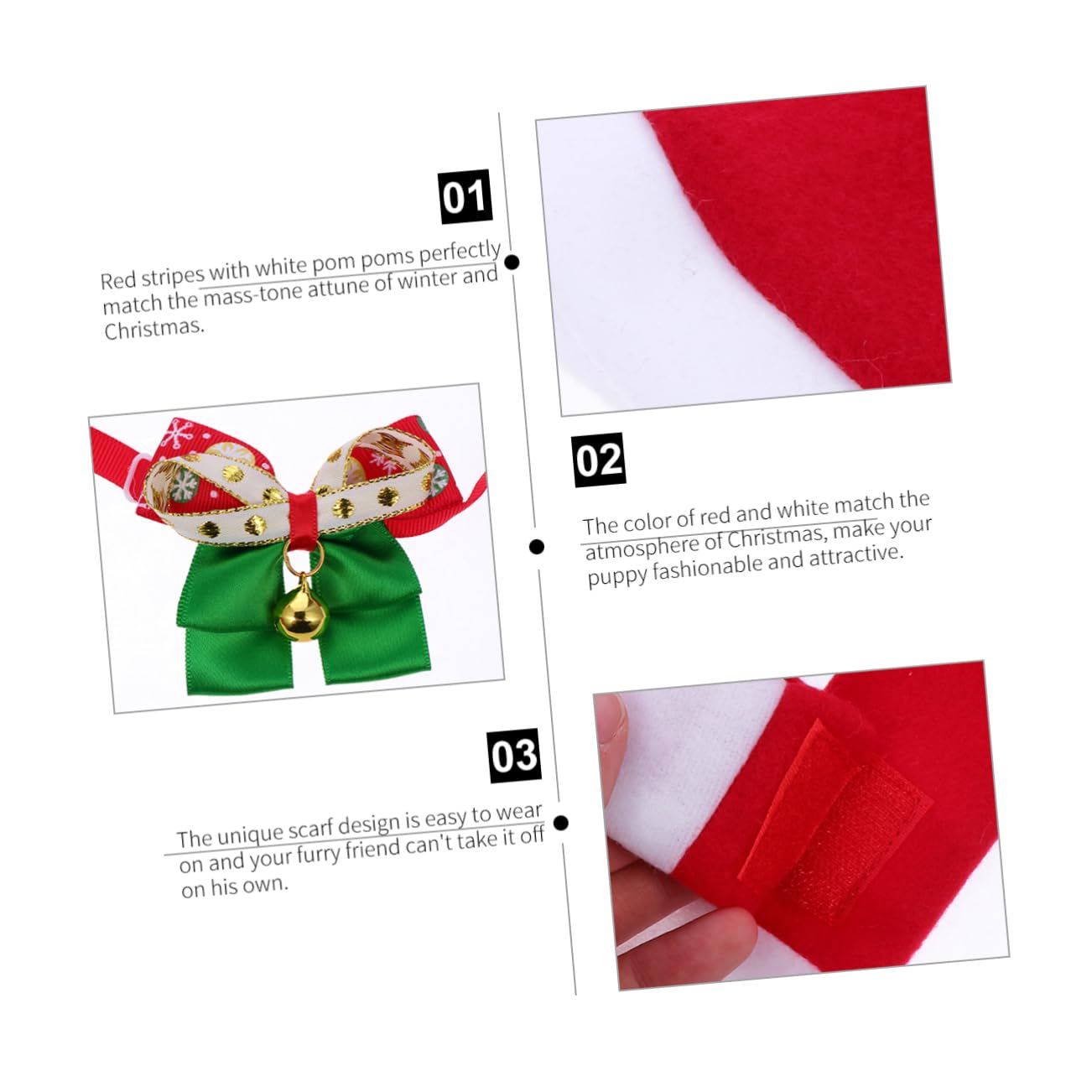 Balacoo Santa Suits 3pcs Pet Bow Tie & Scarf - Christmas Cat Costume for Holiday Parties