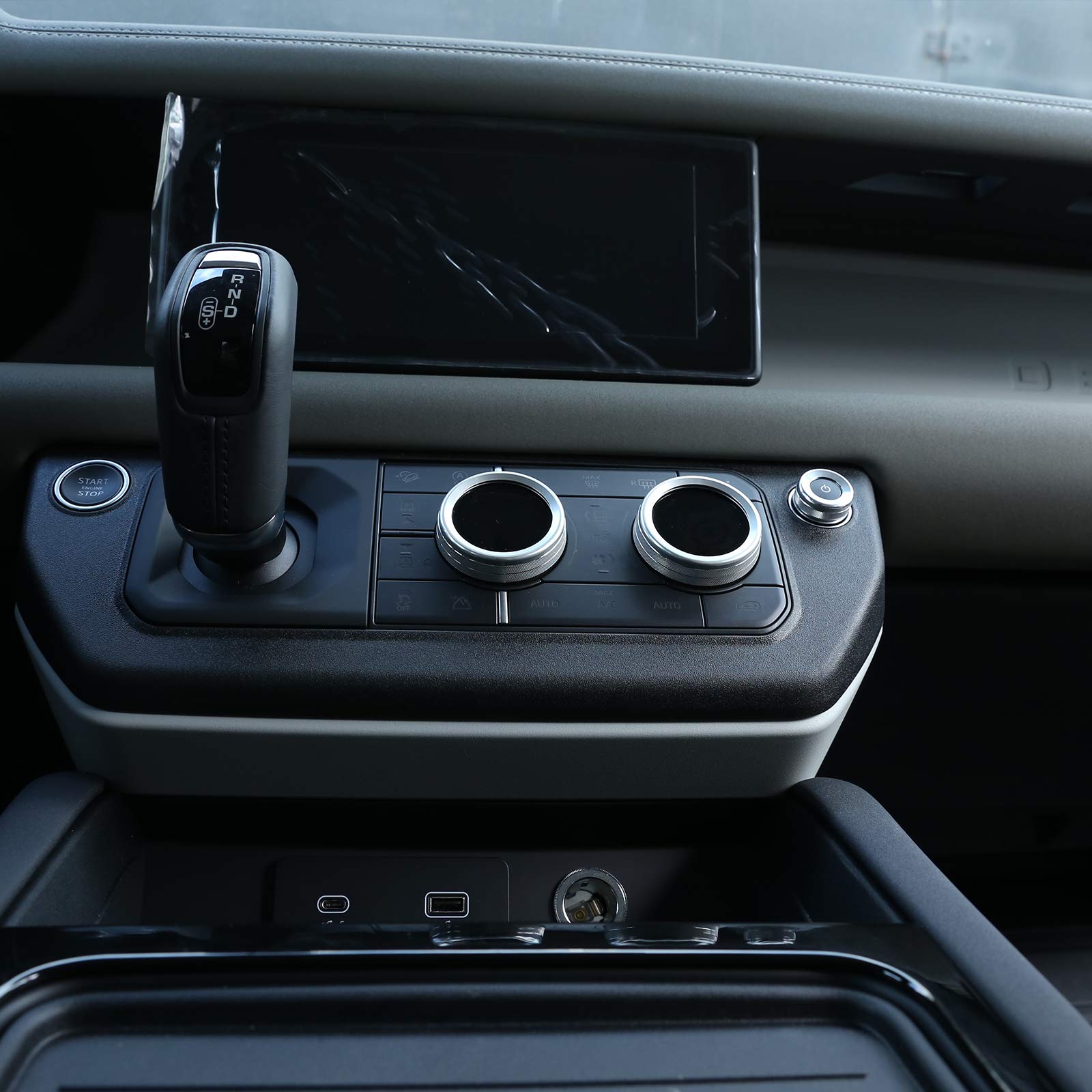 Premium Aluminum Alloy Car Interior AC & Volume Knob Covers - Compatible with 2020 Land Rover Defender 110 - Stylish Silver Trim Accessories | Perfect for Customization & Interior Protection