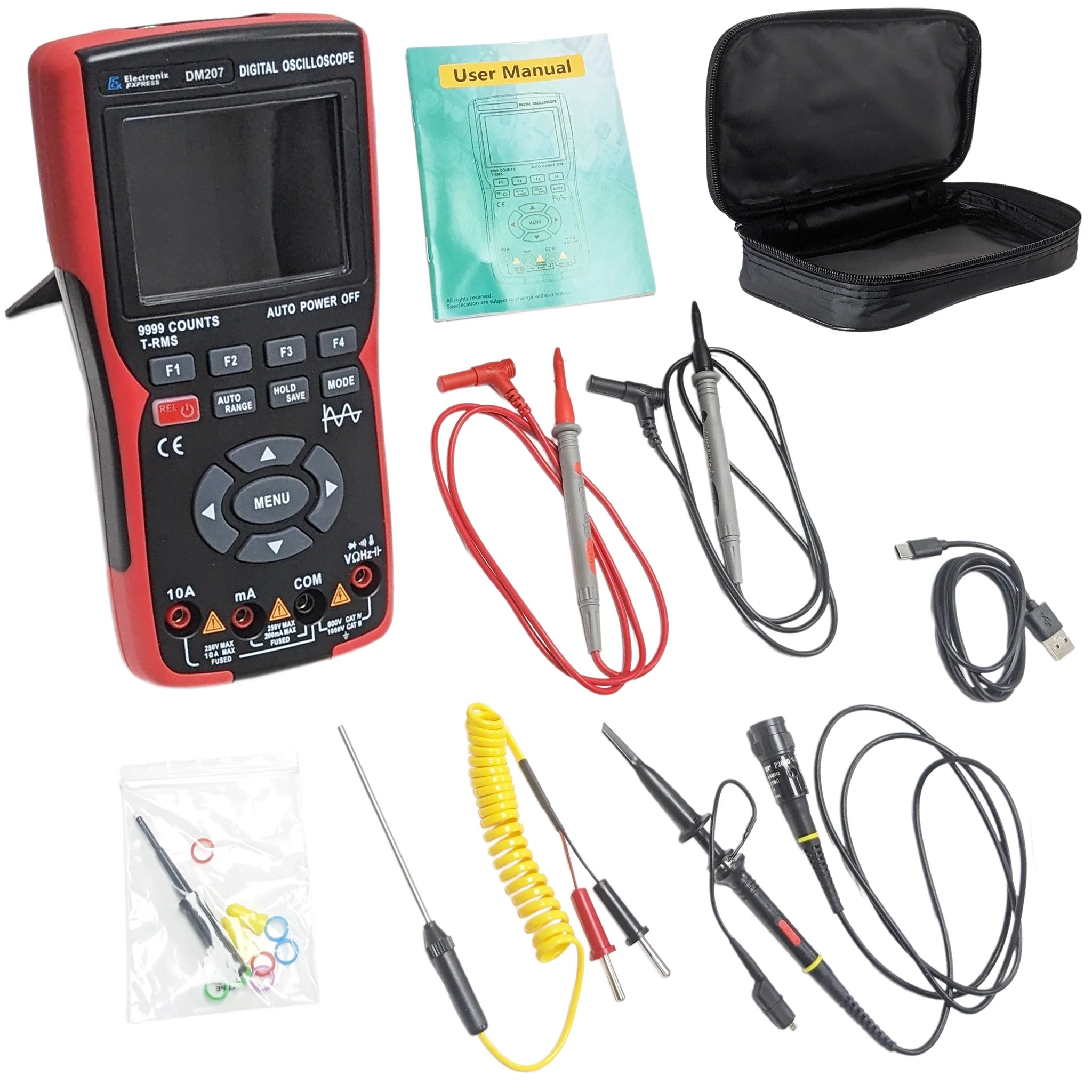 Digital Multimeter with True RMS, 10MHz Bandwidth & Data Storage Oscilloscope - Professional Electrical Testing Tool for Home, Lab and Industrial Use