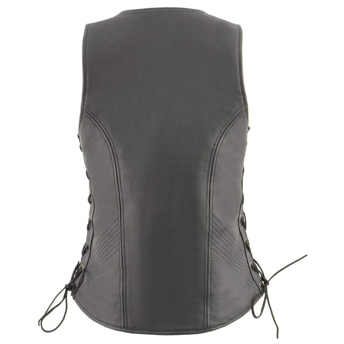 Milwaukee Leather MLL4532 Women's Premium Black Motorcycle Vest - Side Lace Design with Cool-Tec Leather Treatment for Comfort & Style | Perfect for Riding, Biker Events & Casual Outfits