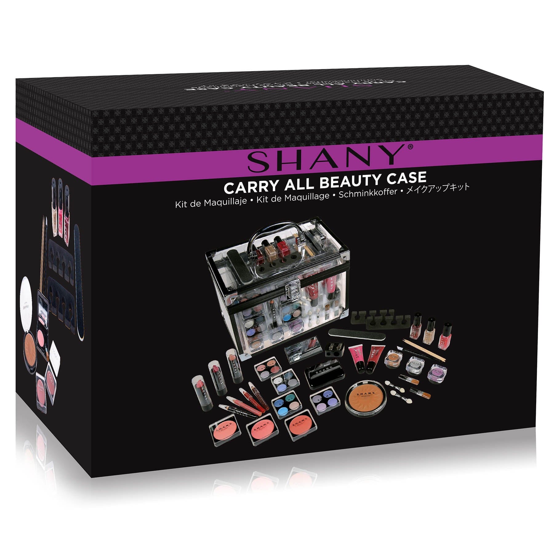 Silver Carry All Trunk Makeup Set - Professional Cosmetic Organizer for Travel, Home & Salon Use