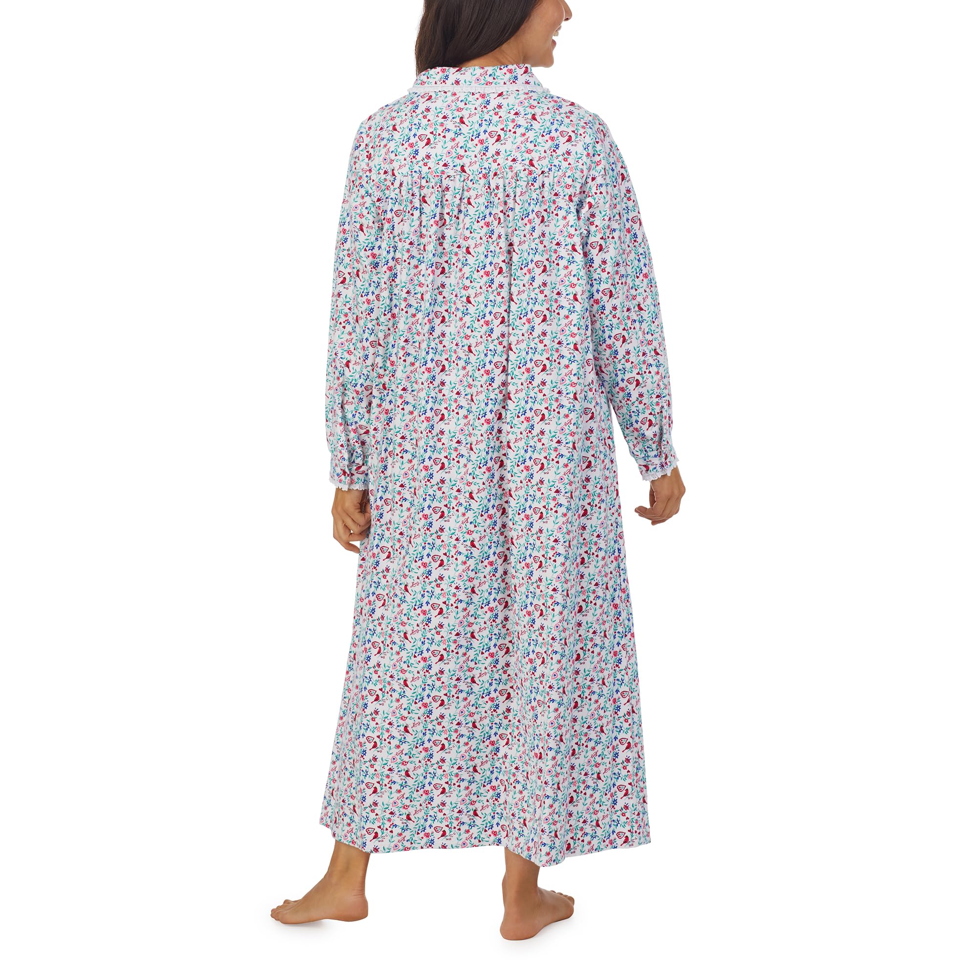 Women's Soft Flannel Pajama Set - Classic Round Neck Long Sleeve Sleepwear Nightgown for Cozy Nights & Relaxing at Home