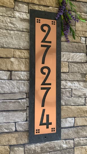 Custom Slate Address Plaque - Personalized Craftsman Style House Numbers 1-5 - Durable Outdoor Home Sign for Porch, Mailbox & Front Door Decor