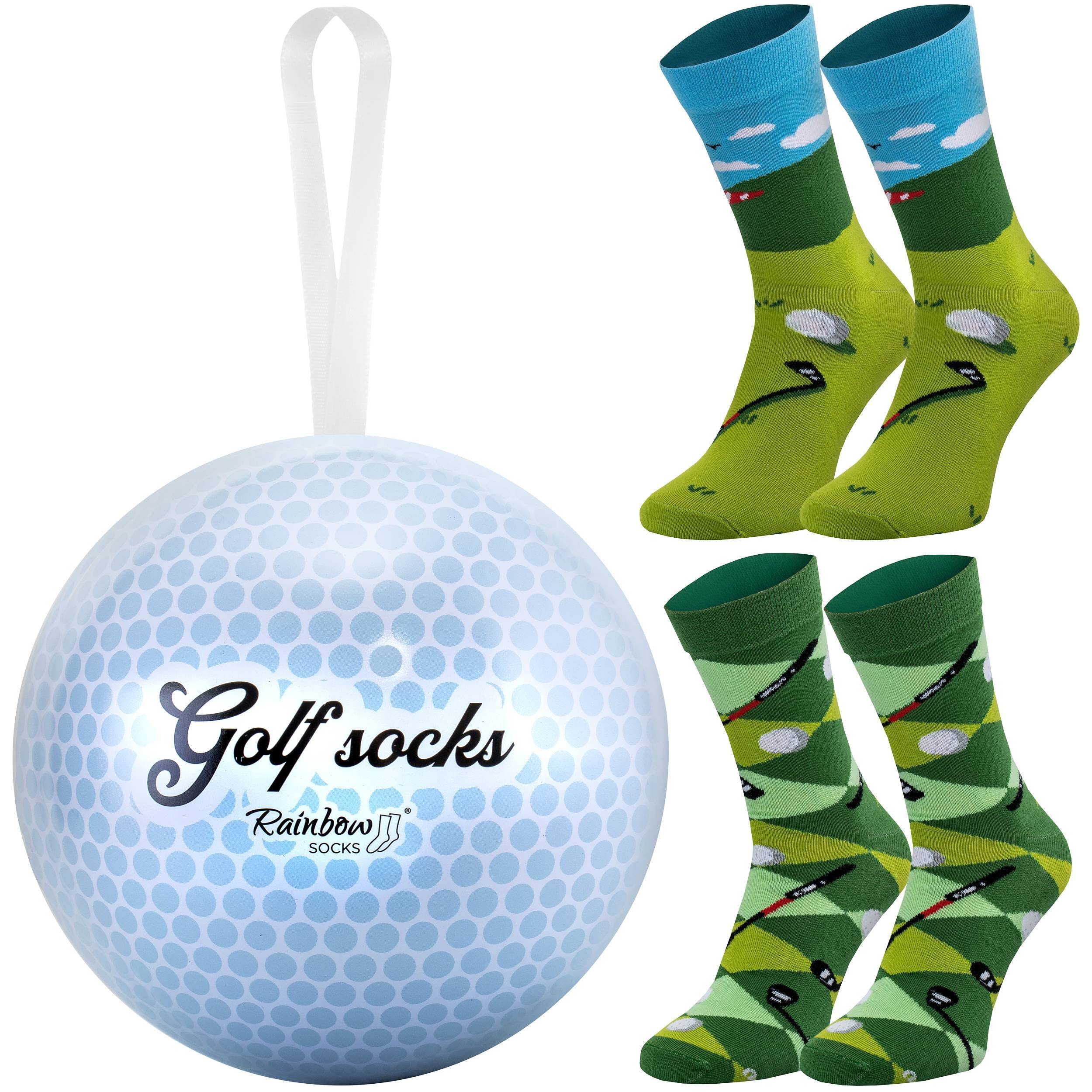 Rainbow Golf Socks with Hidden Golf Balls Inside - Premium 2-Pair Pack for Golf Enthusiasts - Perfect Gift for Sporty Elegance & On-Course Style