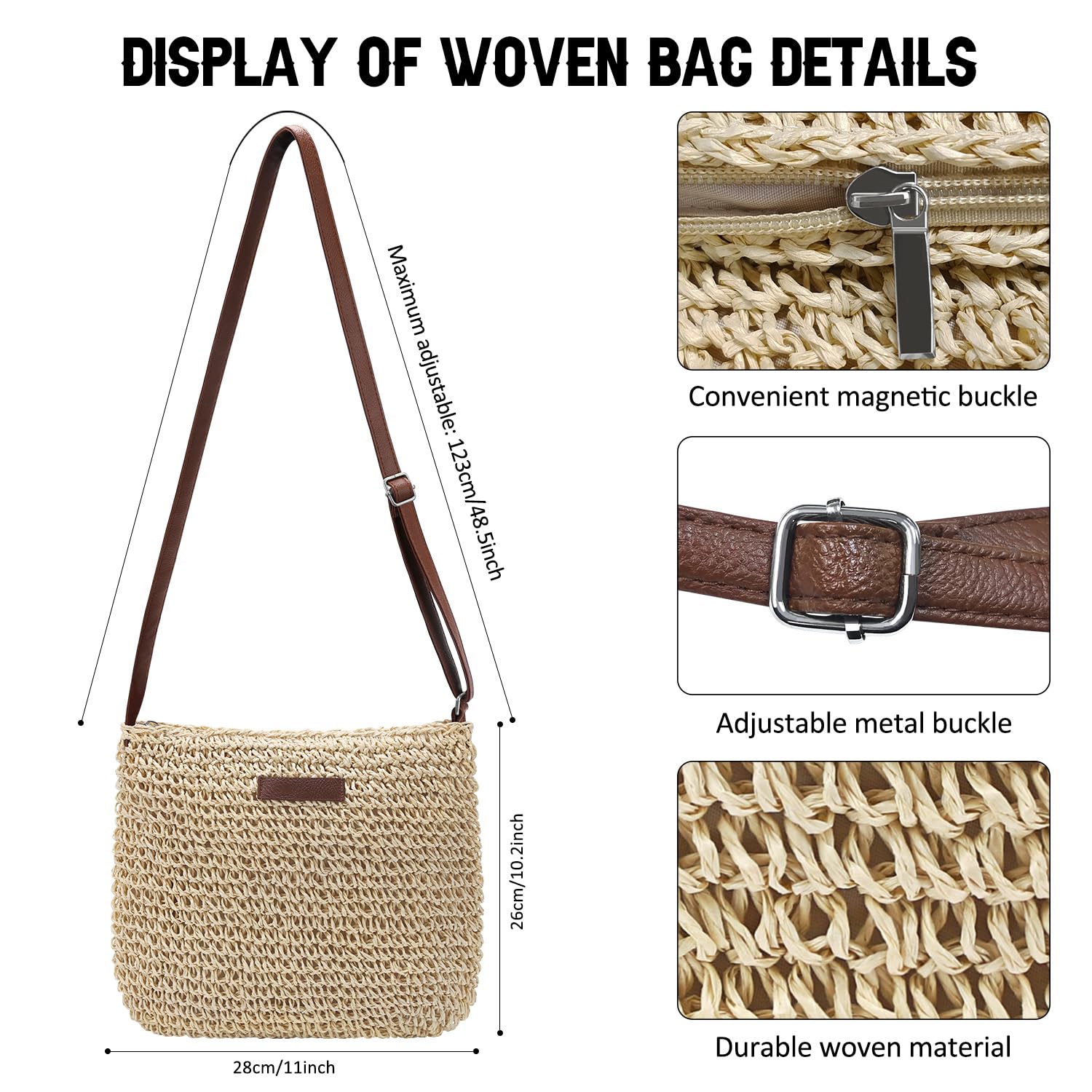 Stylish Ayieyill Straw Clutch Bag for Women - Hand-Woven Shoulder & Crossbody Purse - Perfect for Summer Beach, Vacation & Boho Fashion Outfits