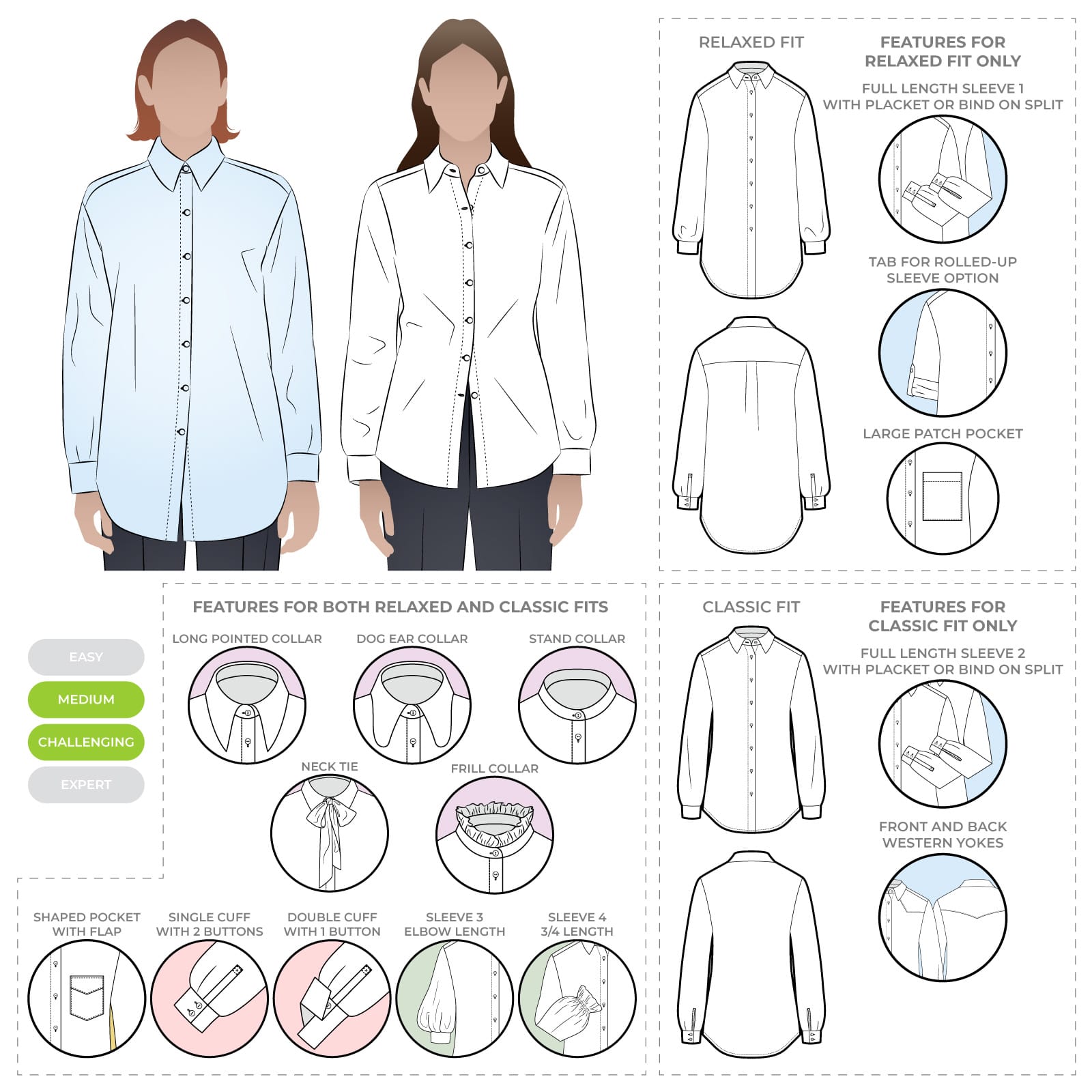 Style Arc Clayton Woven Shirt Pack - Size 04 (16) | Women's Casual Button-Up Shirts for Work & Everyday Wear