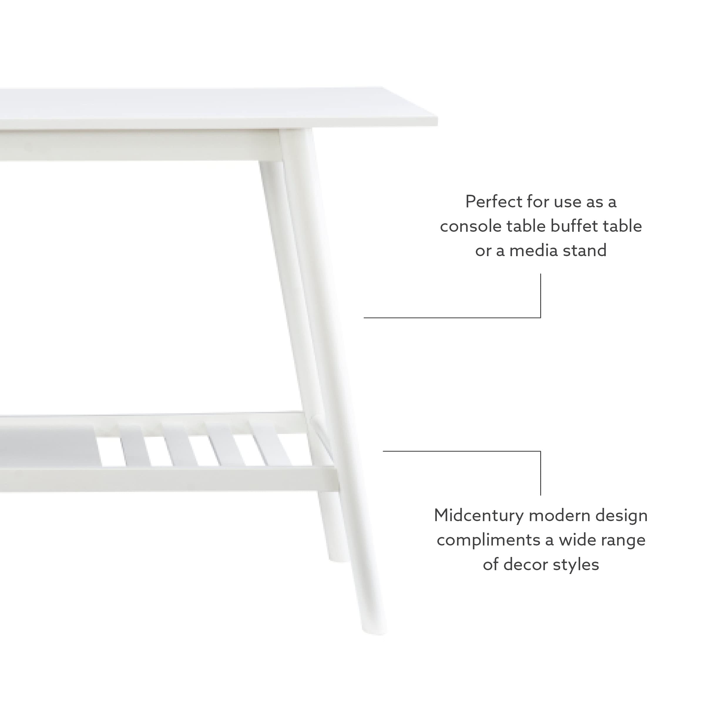 Linon White Mid Century Modern Console Table - Melissa Design for Entryway, Living Room & Hallway Decor