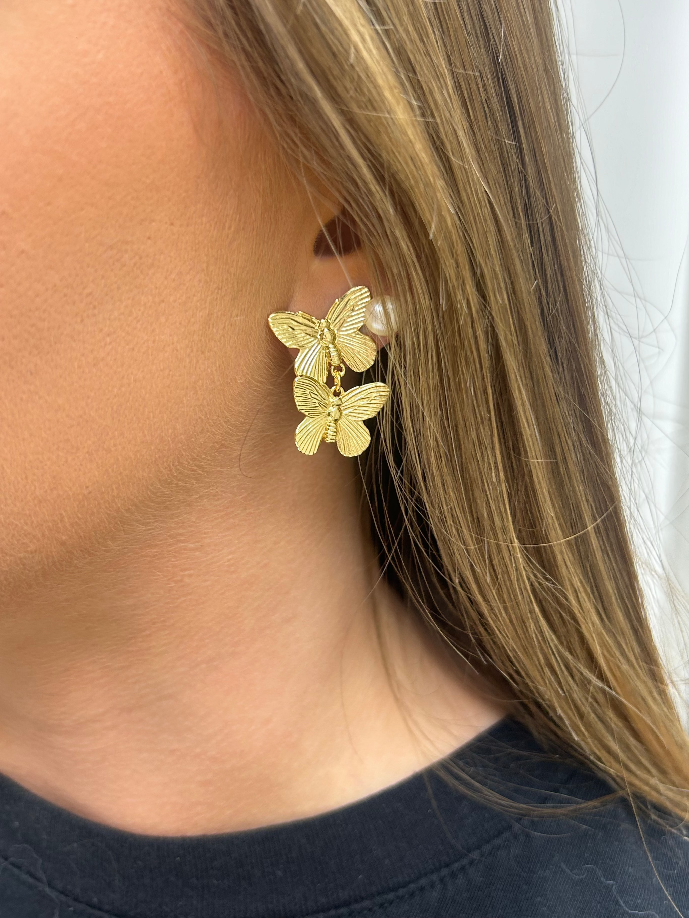 Kiki and Livy Double Butterfly Stud Earrings for Women - Elegant 925 Sterling Silver Ear Studs for Daily Wear, Gift Giving & Special Occasions