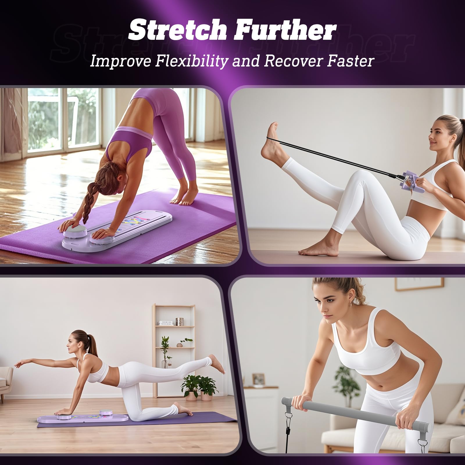 Foldable Pilates Reformer Board Set for Women - Home Workout Equipment, Core & Ab Trainer Machine, Multifunctional Pilates Board for Strength Training | Perfect for Home Gym, Yoga Studio & Fitness Enthusiasts
