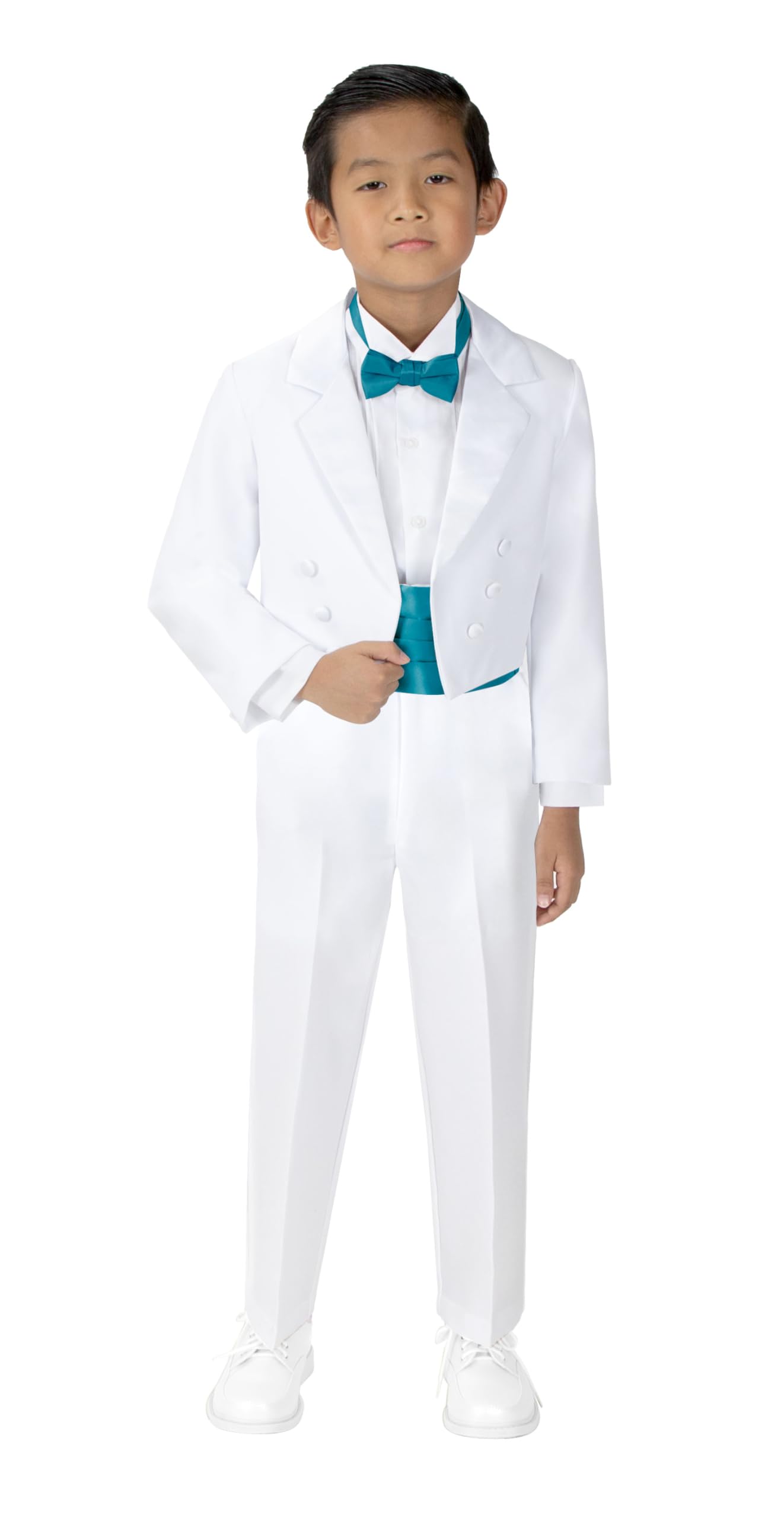 Classic Boys' White Spring Notion Tuxedo with Tail - Perfect for Weddings, Prom & Formal Events