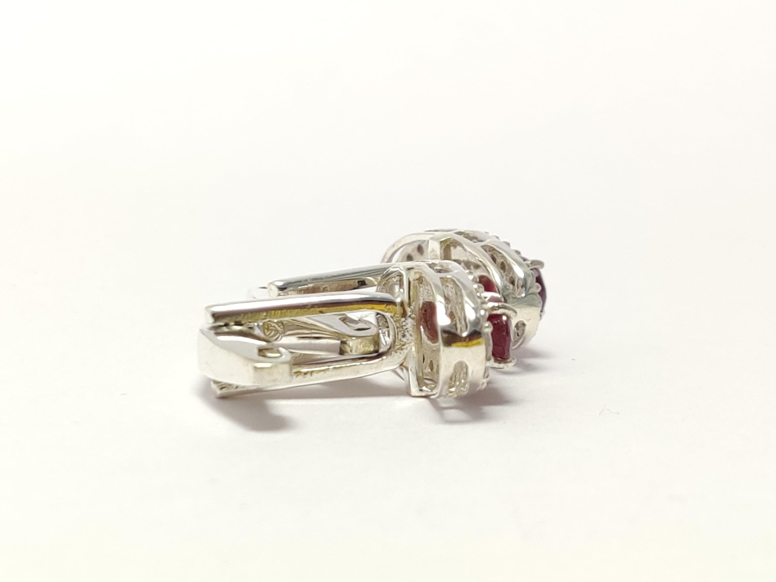 Natural Ruby & Diamond Cufflinks for Men - Sterling Silver Wedding Cufflinks, Groomsmen Gifts, Father's Day Present - Perfect for Formal Events, Business Attire & Special Occasions
