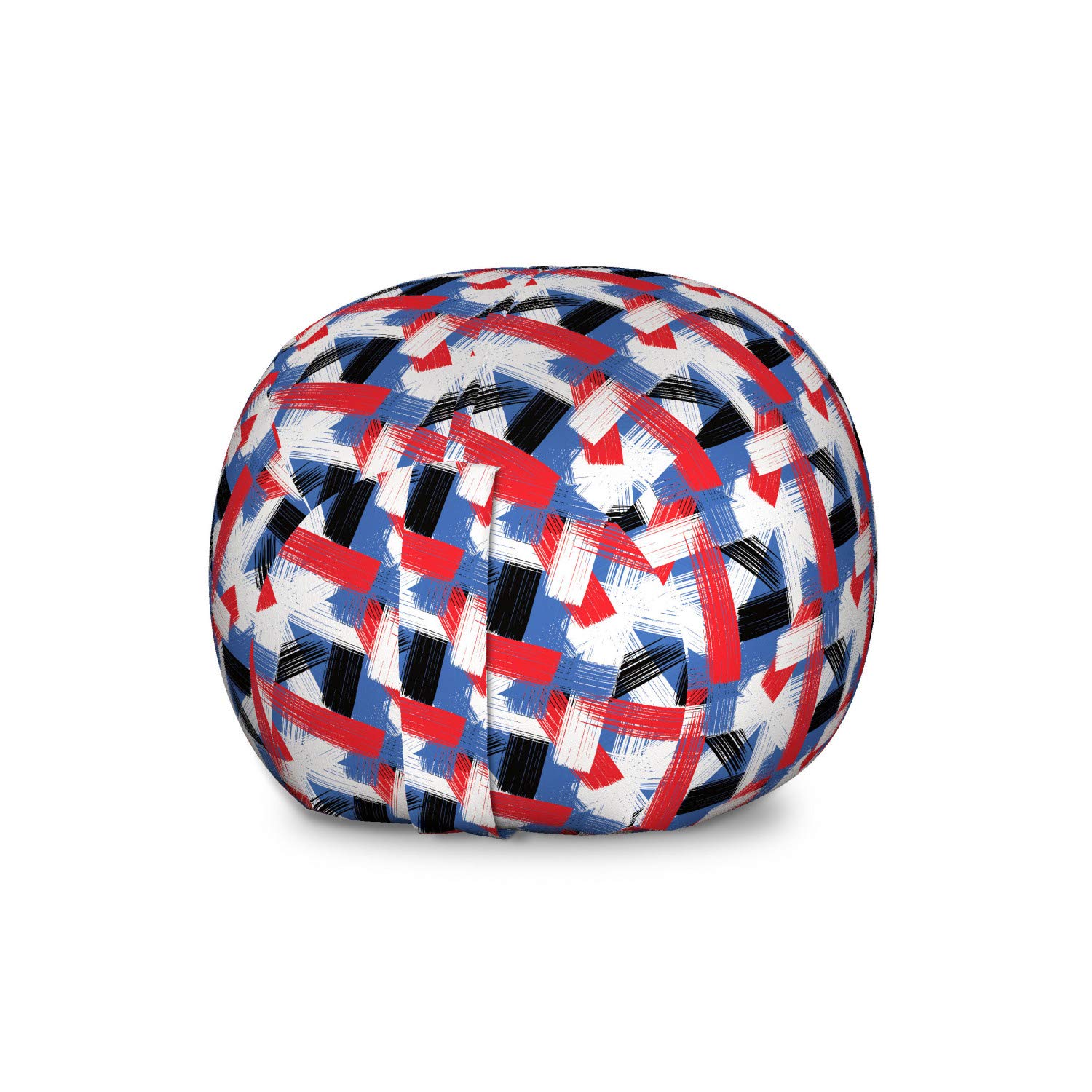 Ambesonne Large Washable Toy Storage Bag Chair - Abstract Geometric Stripes with Brushstrokes Design, Violet Blue White Stuffed Animal Organizer | Perfect for Kids' Room, Playroom & Nursery Organization