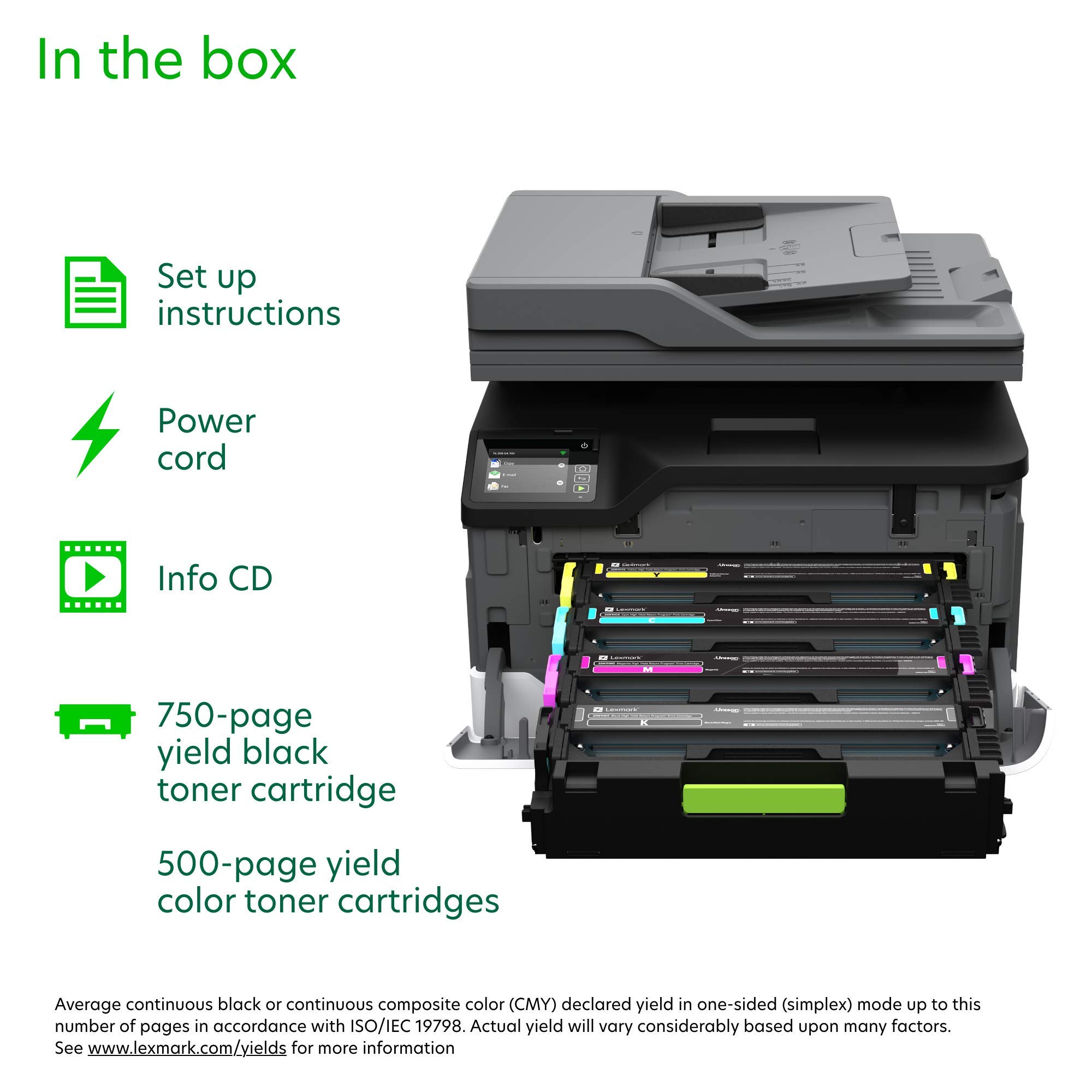 Lexmark MC3326adwe Wireless Color Laser Printer - Print, Copy, Scan, Fax | 26ppm Speed | Duplex Printing | Advanced Security | Ideal for Home Office & Small Business Productivity