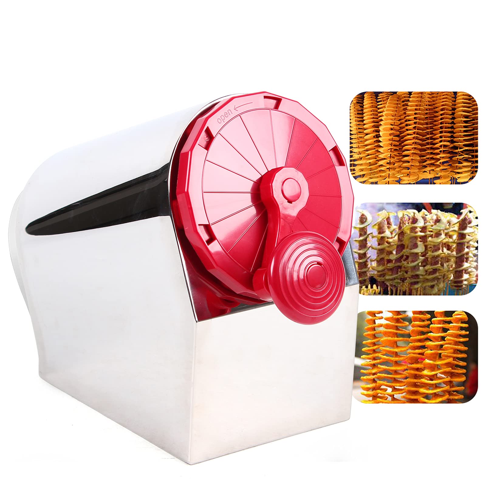 Stainless Steel Manual Tornado Potato Slicer - Hand-operated Spiral Potato Twister Cutter for Potato, Radish, Taro - DIY Food Processing Tool for Home Kitchen, Party Snacks & Camping Cooking (US Stock)