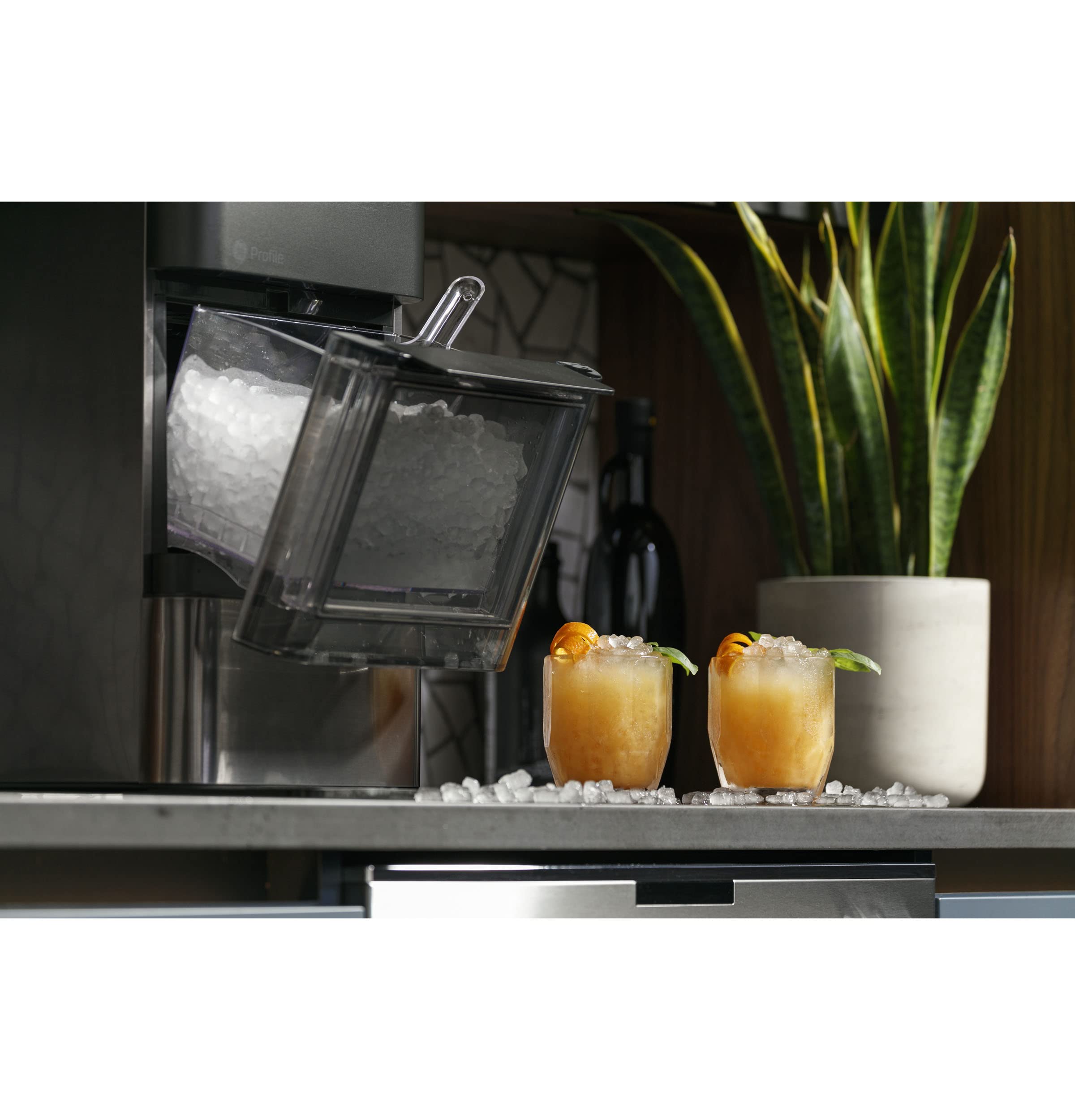 GE Profile Opal 2.0 Countertop Nugget Ice Maker with WiFi - Smart Home Kitchen Appliance, Black Stainless Steel (Renewed) | Perfect for Cocktails, Sodas & Home Entertaining