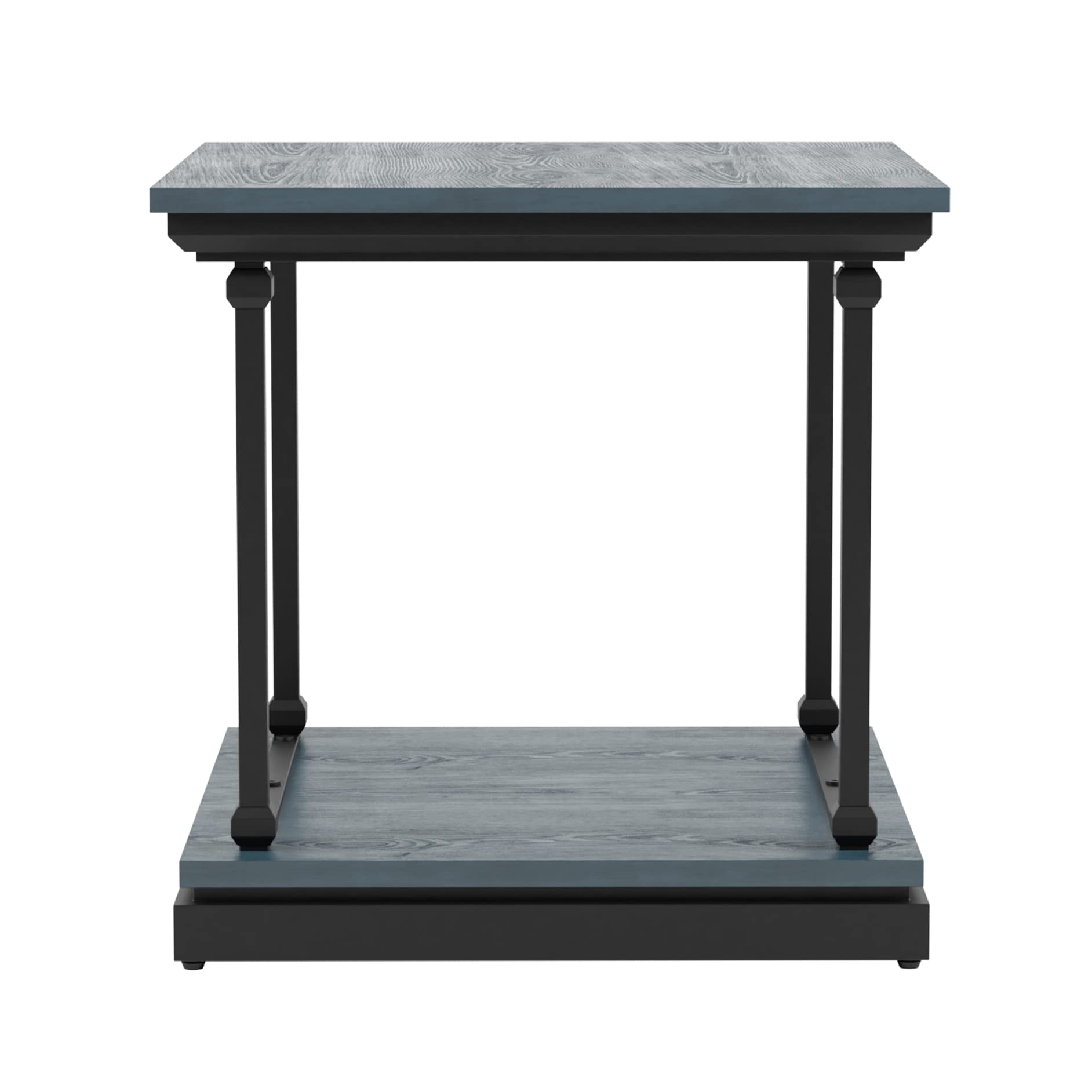 Ambridge Farmhouse Metal and Wood End Table with Storage - 24 Inch Square Side Table for Living Room, Bedroom - Antique Blue Finish - Perfect for Small Spaces, Home Decor and Farmhouse Style Interiors