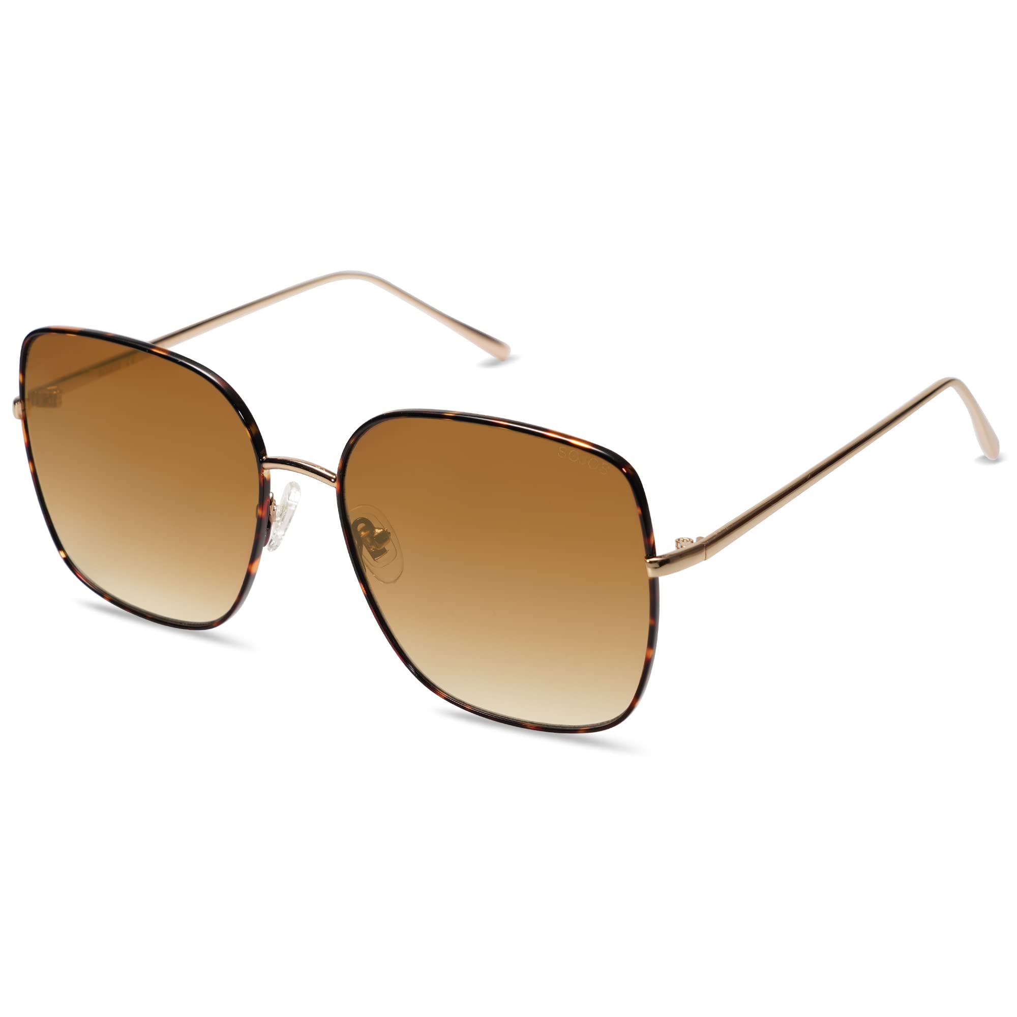 SOJOS SJ1146 Oversized Square Metal Frame Sunglasses for Women & Men - Retro Big Flat Lens UV400 Protection - Perfect for Driving, Beach, Outdoor Activities & Fashion Accessories