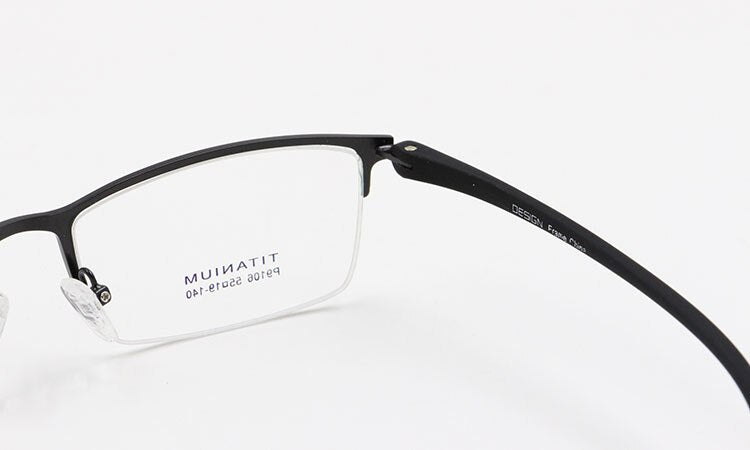 Bclear Men's Semi-Rimless Titanium Alloy Eyeglasses P9106 - Lightweight & Durable Frames for Work, Reading, and Everyday Wear