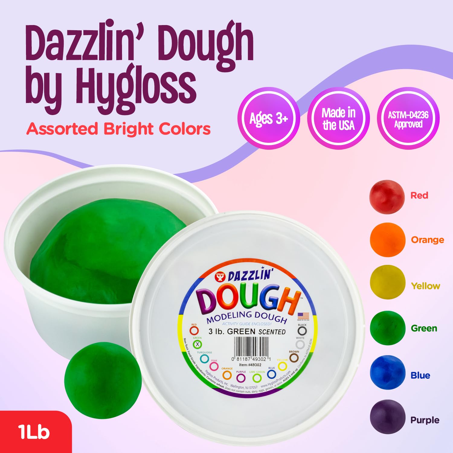 Hygloss 3lb Scented Play Modeling Dough - Non-Toxic & Safe for Kids Arts & Crafts - Easter Basket Stuffer, Party Favors & Classroom Supplies - Green Dough for Creative Play, Sensory Activities & Holiday Gifting