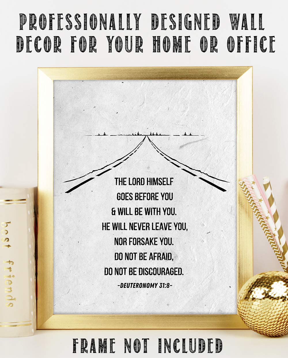 Deuteronomy Bible Verse Wall Art - Inspirational Scripture Quotes for Men, Modern Living Room Decor, Motivational Christian Gifts, Unframed 11x14 - Perfect for Home Office, Church & Man Cave Decor