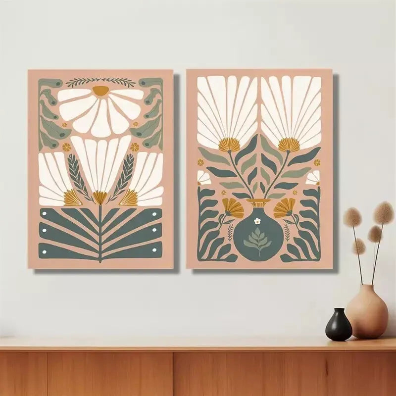 2Pcs Modern Abstract Wildflower Canvas Wall Art - 50x75cm Framed Prints - High Quality Australian Made - Ready to Hang - Perfect for Living Room, Bedroom & Office Decor