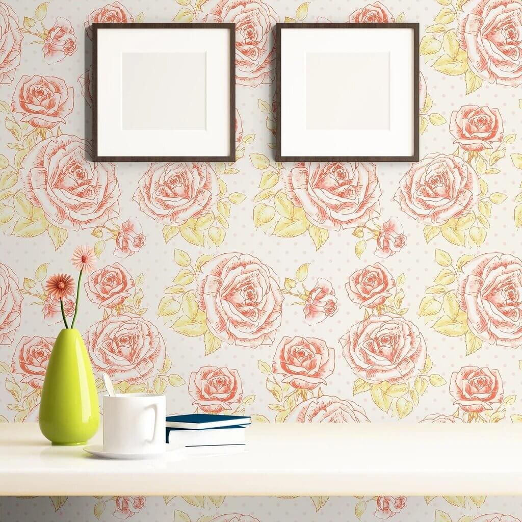 Red and Pink Textured Floral Peel and Stick Removable Wallpaper - Self-Adhesive Decorative Wall Covering for Bedroom, Living Room, Nursery & Home Decor