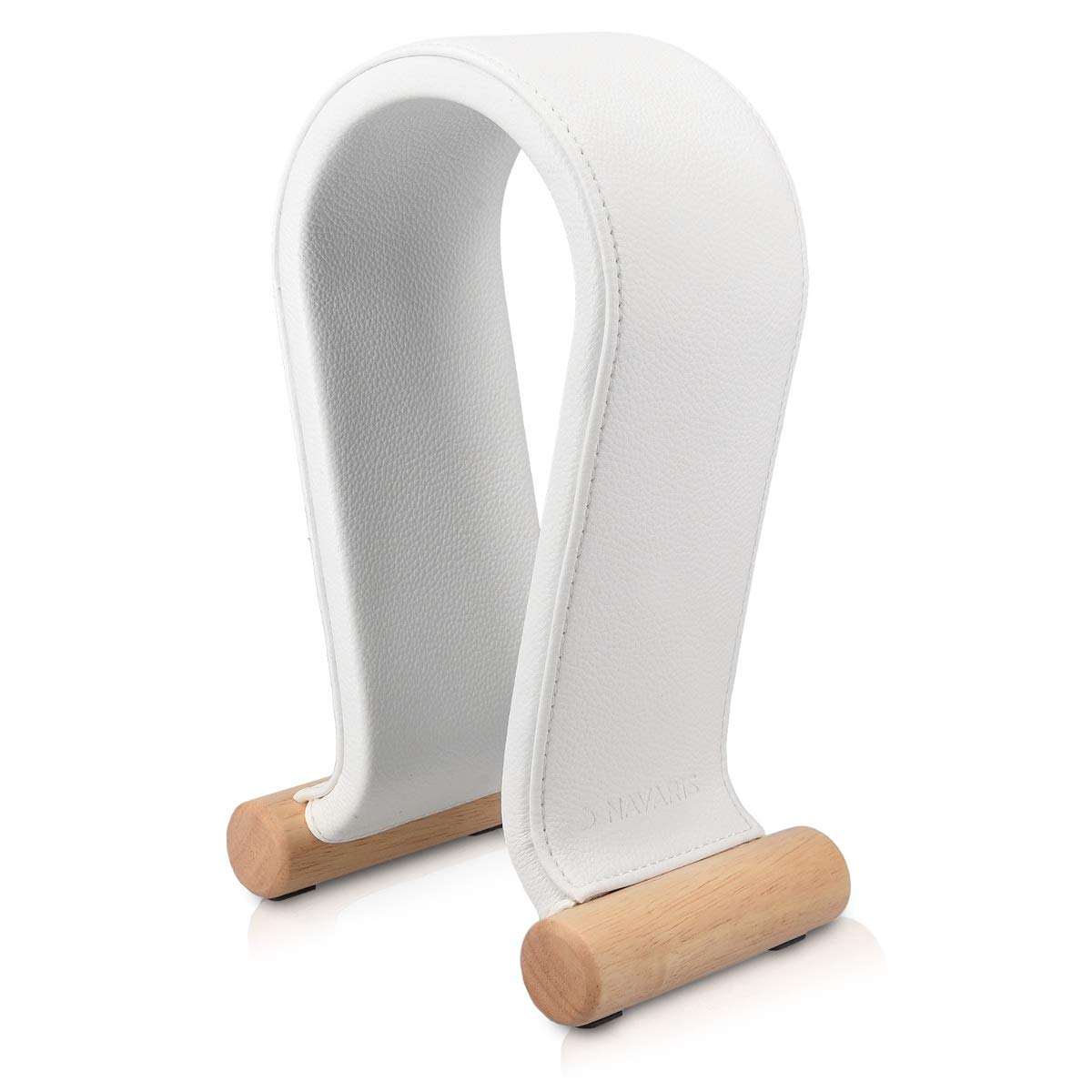 Premium Navaris Headphones Stand - Universal Gaming & Office Headset Holder with Imitation Leather & Sturdy Base - White Decorative Stand for Desk, Gaming Setup & Home Office Organization
