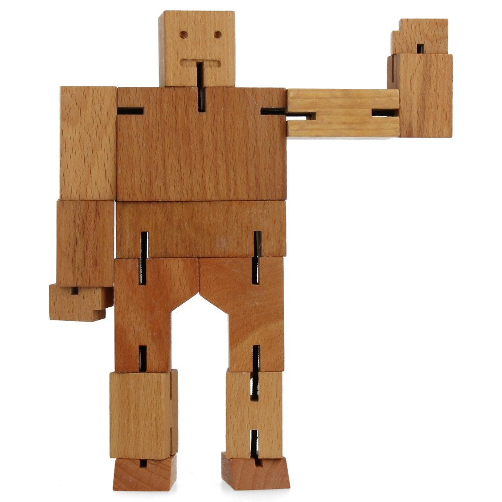 Cubebot Small Natural Wooden Puzzle Toy - Fun Brain Teaser for Kids & Adults, Perfect for Home, Office & Travel