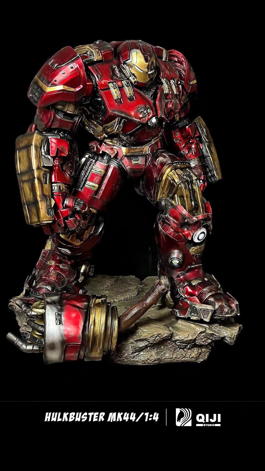 QiJi Studio Hulkbuster MK44 Iron Man Collectible Figure - Detailed Die-Cast Model for Marvel Fans, Home Display & Gift Idea