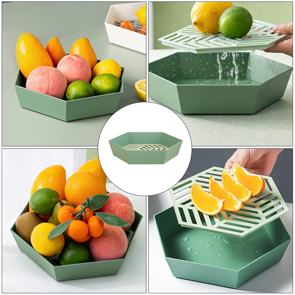 Hexagon Plastic Fruit Drainer Basket - Multi-Purpose Kitchen Draining Tray for Fruits, Snacks & Tea - Creative Home Fruit Plate for Parties, Picnics & Daily Use