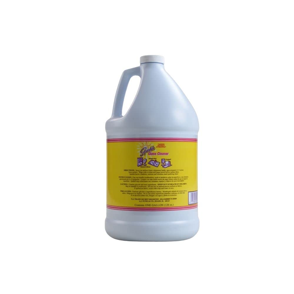 Streak-Free Sparkle Glass Cleaner Spray Refill - Ammonia-Free Formula for Crystal Clear Windows, Mirrors & Glass Surfaces - 1 Gallon Bottle (6-Pack) - Perfect for Homes, Offices & Commercial Cleaning