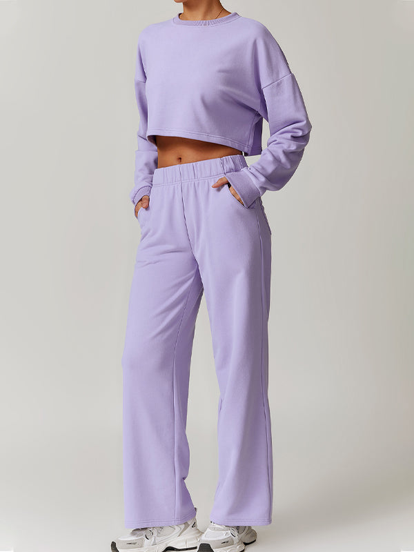 ZASUWA Women's Split Backless High Waisted Casual Loose Tracksuit Set - Comfortable Lounge Wear for Home, Yoga & Street Fashion