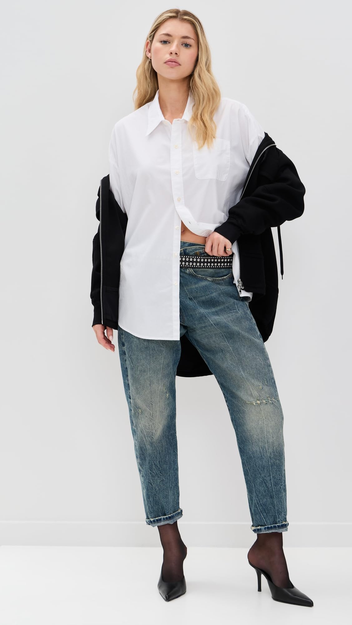 R13 Women's High Waist Cross Over Jeans - Stretch Denim Skinny Pants for Casual Wear & Night Out | Perfect for Date Night, Shopping & Everyday Fashion