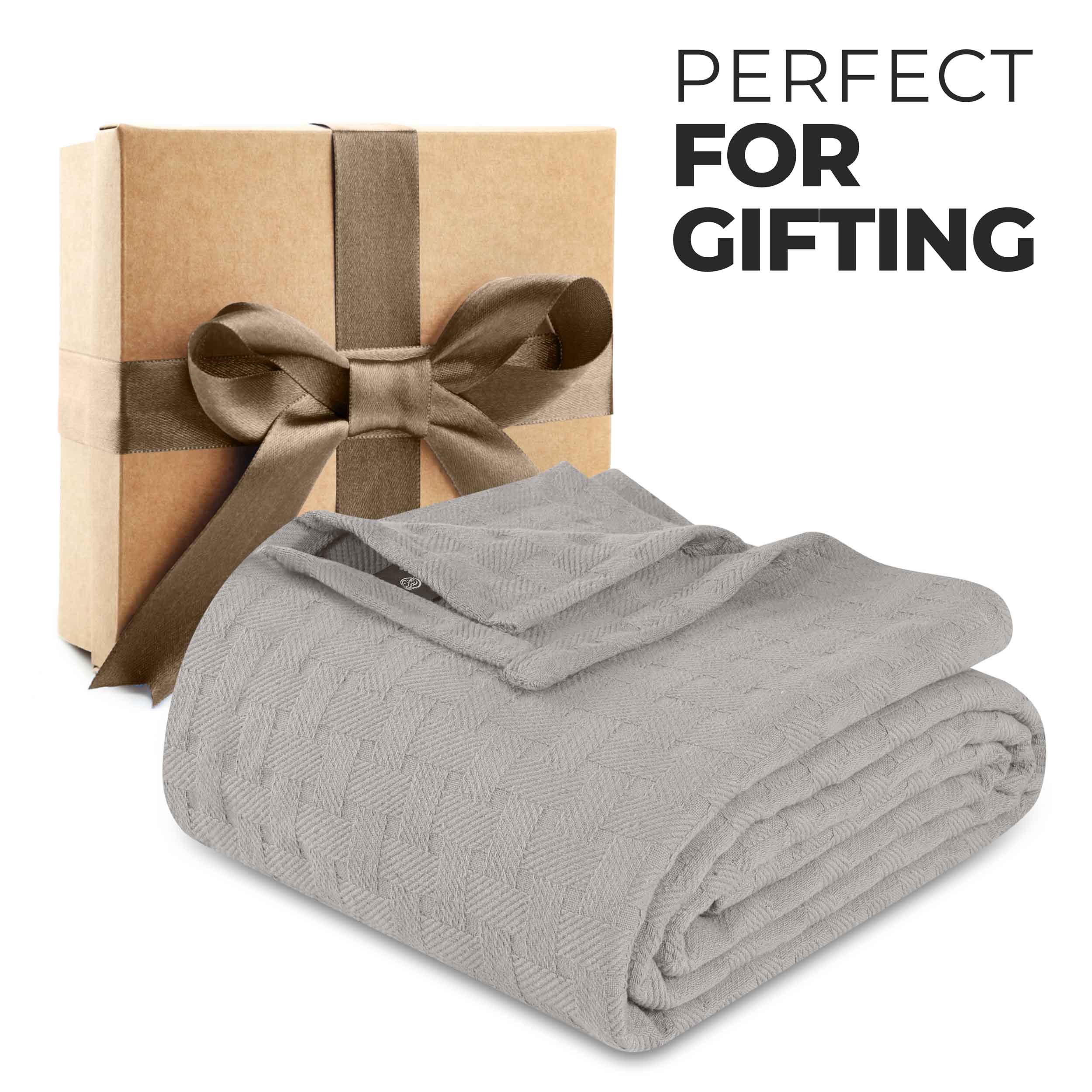 Soft Basketweave All-Season Cotton Bed Blanket & Sofa Throw - Lightweight Breathable Blanket for Bedroom, Living Room, Travel and Outdoor Use