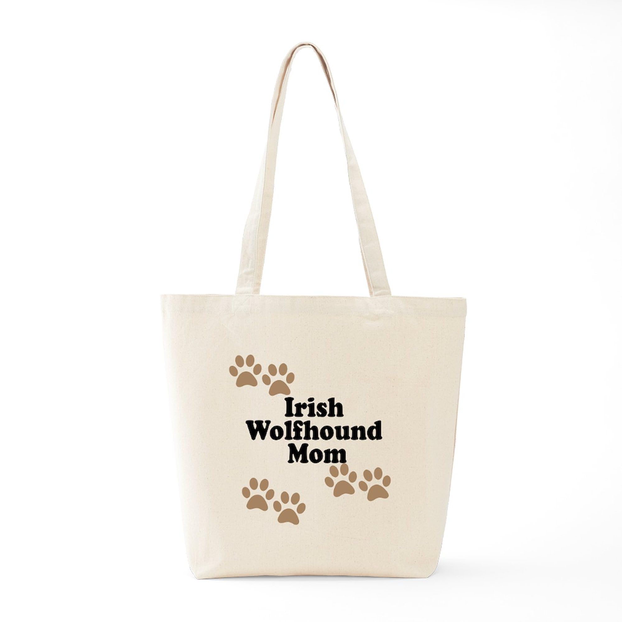 Irish Wolfhound Mom Tote Bag - Natural Canvas Reusable Shopping Bag for Dog Lovers - Perfect for Groceries, Beach Trips & Dog Park Outings