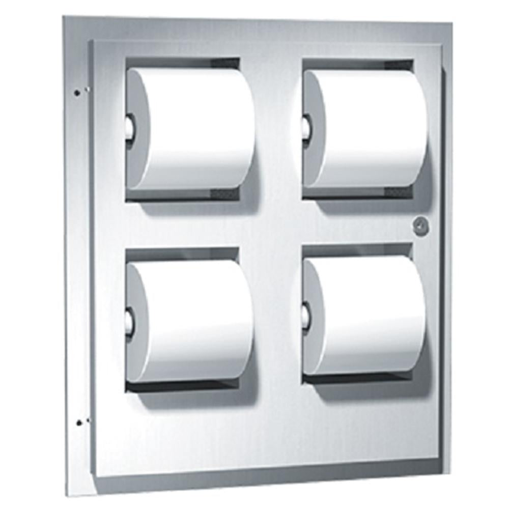 ASI 048234 Recessed Multi-Roll Toilet Paper Dispenser - Satin Finish for Bathroom & Commercial Restrooms