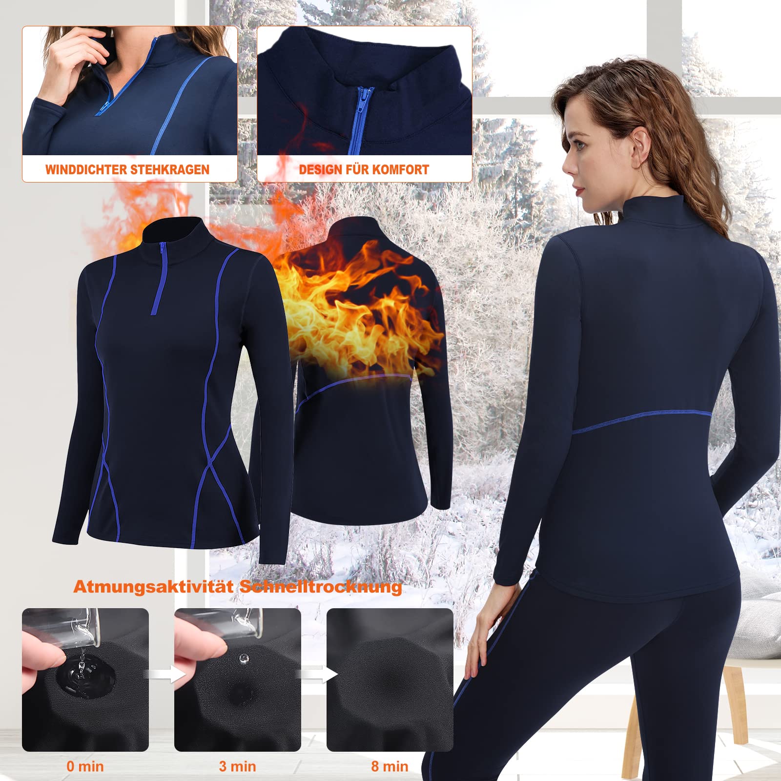 TBoonor Women's Thermal Underwear Set - Breathable, Warm & Quick-Drying Base Layer for Skiing, Winter Sports & Outdoor Activities